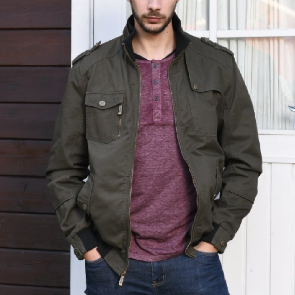 Wantdo Men's Military Casual Jacket Stand Collar